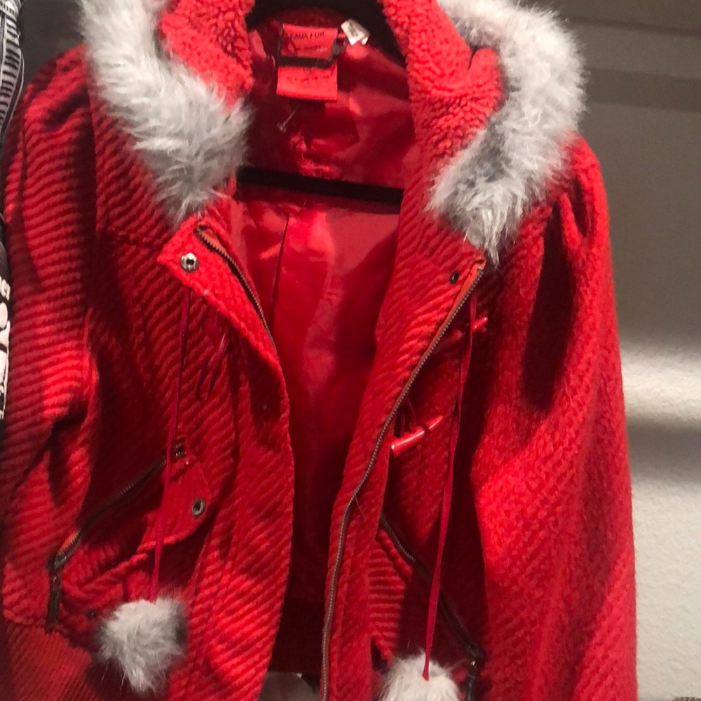 Red jacket with furr